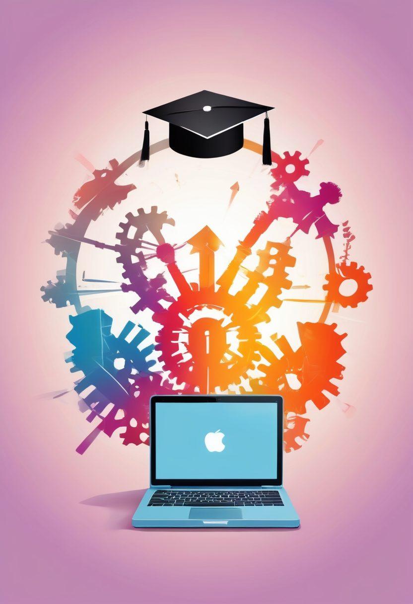 An artistic representation of a resume being constructed with elements symbolizing different career stages, like a graduation cap, gears, and a laptop. The background includes a blend of soft colors to evoke professionalism and growth, with a subtle depiction of a journey path interwoven across the image. Show diverse hands collaborating to create the resume, highlighting teamwork and dedication. vector art. vibrant colors.
